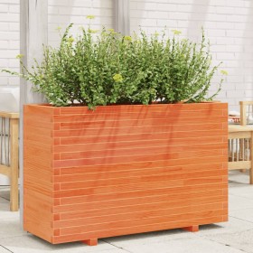 Jardinera madera maciza de pino marrón cera 110x40x72 cm
