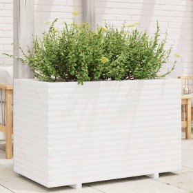 Jardinera de madera maciza de pino blanca 110x60x72 cm