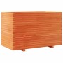 Jardinera madera maciza de pino marrón cera 110x60x72 cm