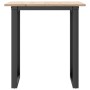 Mesa de comedor marco O madera maciza pino y acero 70x70x75 cm