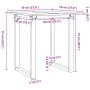 Mesa de comedor marco O madera maciza pino y acero 70x70x75 cm