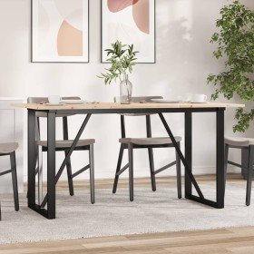 Mesa de comedor marco O madera maciza pino y acero 160x80x75cm