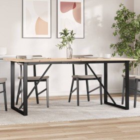 Mesa de comedor marco O madera maciza pino y acero 180x90x75cm