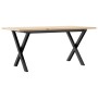 Mesa de centro marco X madera maciza pino y acero 90x40x35 cm