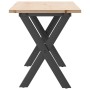Mesa de centro marco X madera maciza pino y acero 110x40x45 cm