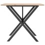 Mesa de comedor marco X madera maciza pino y acero 90x90x75 cm