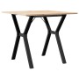 Mesa de comedor marco Y madera maciza pino y acero 80x80x75 cm