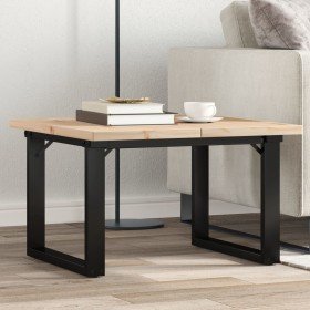 Mesa de centro marco O madera maciza pino y acero 60x60x40,5 cm