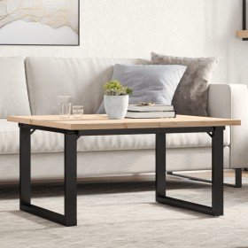 Mesa de centro marco O madera maciza pino y acero 80x80x45,5 cm
