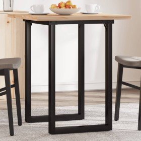 Mesa de comedor marco O madera maciza pino y acero 60x60x75,5cm