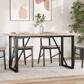 Mesa de comedor marco O madera maciza pino acero 160x80x75,5 cm