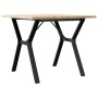 Mesa de comedor marco Y madera maciza pino y acero 90x90x75,5cm