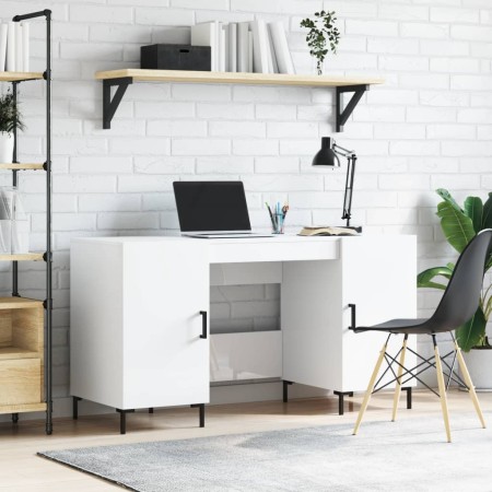 Glossy white plywood desk 140x50x75 cm by vidaXL, Desks - Ref: Foro24-829550, Price: 130,39 €, Discount: %