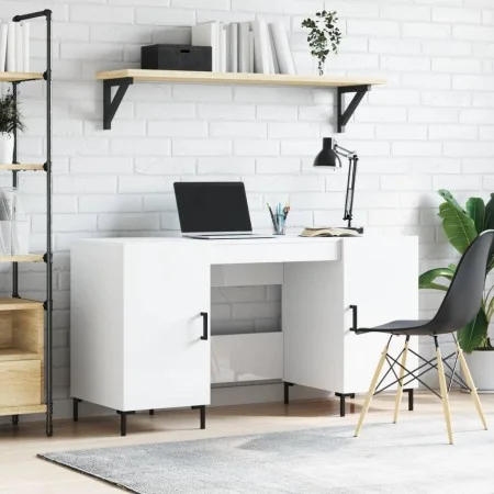 Schreibtisch aus glänzend weißem Sperrholz, 140 x 50 x 75 cm von vidaXL, Schreibtische - Ref: Foro24-829550, Preis: 128,80 €,...