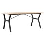 Mesa de comedor marco Y madera maciza pino acero 180x90x75,5 cm