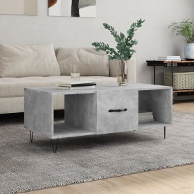 Mesa de centro madera contrachapada gris hormigón 102x50x40 cm