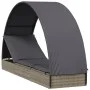Liege mit runder Markise aus grauem synthetischem Rattan, 211 x 57 x 140 cm von vidaXL, Liegen - Ref: Foro24-319643, Preis: 1...
