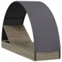 Liege mit runder Markise aus grauem synthetischem Rattan, 211 x 57 x 140 cm von vidaXL, Liegen - Ref: Foro24-319643, Preis: 1...