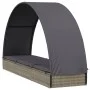 Liege mit runder Markise aus grauem synthetischem Rattan, 211 x 57 x 140 cm von vidaXL, Liegen - Ref: Foro24-319643, Preis: 1...