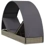 Lounger with round awning gray synthetic rattan 211x57x140 cm by vidaXL, Loungers - Ref: Foro24-319643, Price: 173,24 €, Disc...