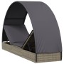 Tumbona con toldo redondo ratán sintético gris 211x57x140 cm de vidaXL, Tumbonas - Ref: Foro24-319643, Precio: 169,88 €