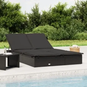 2-person synthetic rattan sun lounger with black cushions by vidaXL, Loungers - Ref: Foro24-319647, Price: 277,65 €, Discount: %
