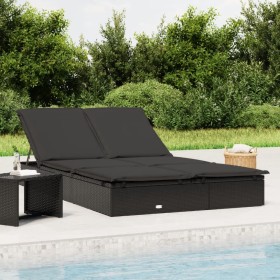 2-Personen-Sonnenliege aus synthetischem Rattan mit schwarzen Kissen von vidaXL, Liegen - Ref: Foro24-319647, Preis: 272,63 €...