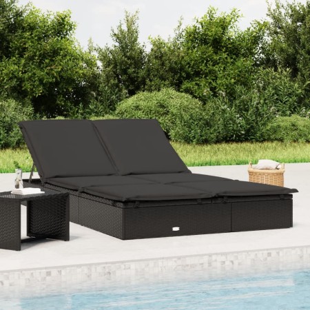 2-Personen-Sonnenliege aus synthetischem Rattan mit schwarzen Kissen von vidaXL, Liegen - Ref: Foro24-319647, Preis: 271,63 €...