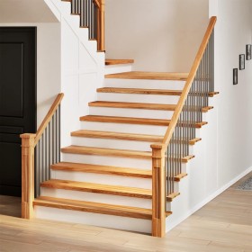 Peldaños de escalera 4 uds madera maciza roble marrón claro