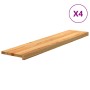 Peldaños de escalera 4 uds madera maciza roble marrón claro