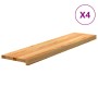 Peldaños de escalera 4 uds madera maciza roble marrón claro