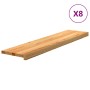 Peldaños de escalera 8 uds madera maciza roble marrón claro