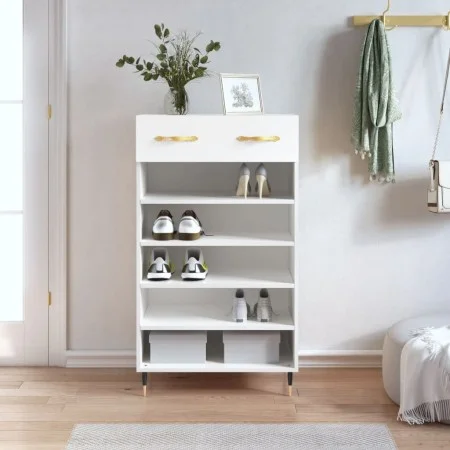 White engineered wood shoe rack 60x35x105 cm by vidaXL, Closets and storage - Ref: Foro24-829588, Price: 89,78 €, Discount: %
