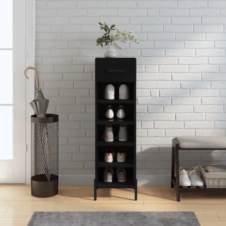 Black engineered wood shoe rack 30x35x105 cm by vidaXL, Closets and storage - Ref: Foro24-829685, Price: 47,98 €, Discount: %