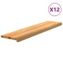 Peldaños de escalera 12 uds madera maciza roble marrón claro
