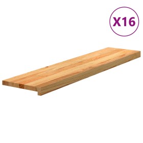 Peldaños de escalera 16 uds madera maciza roble marrón claro
