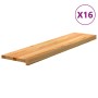 Peldaños de escalera 16 uds madera maciza roble marrón claro