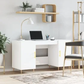 Schreibtisch aus glänzend weißem Sperrholz, 140 x 50 x 75 cm von vidaXL, Schreibtische - Ref: Foro24-829534, Preis: 149,52 €,...