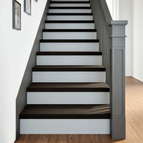 Peldaños de escalera 12 uds madera maciza roble marrón oscuro