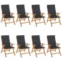 Reclining garden chairs and cushions 8 pcs solid teak wood by vidaXL, Garden chairs - Ref: Foro24-3196530, Price: 1,00 €, Dis...