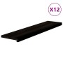 Peldaños de escalera 12 uds madera maciza roble marrón oscuro