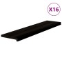 Peldaños de escalera 16 uds madera maciza roble marrón oscuro