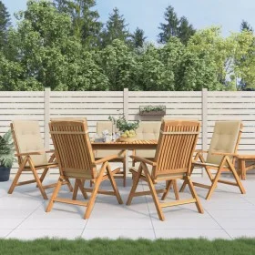 Reclining garden chairs and cushions 6 pcs solid teak wood by vidaXL, Garden chairs - Ref: Foro24-3196496, Price: 1,00 €, Dis...
