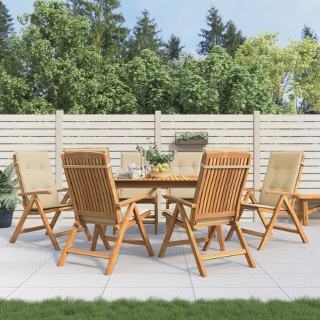 Reclining garden chairs and cushions 6 pcs solid teak wood by vidaXL, Garden chairs - Ref: Foro24-3196496, Price: 1,00 €, Dis...