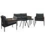 Juego de muebles de jardín con cojines 5 piezas acero negro