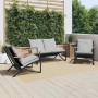 Juego de muebles de jardín con cojines 3 piezas acero negro