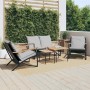 Juego de muebles de jardín con cojines 5 piezas acero negro
