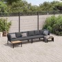 Set de sofás de jardín con cojines 4 piezas aluminio negro