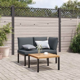 Set de sofás de jardín con cojines 2 piezas aluminio negro