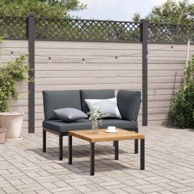 Set de sofás de jardín con cojines 2 piezas aluminio negro